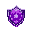 abstract magic shield icon with glowing purple runes and sharp edges