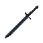 long, dark ceremonial sword with a thin crossguard, worn fabric grip, and a pale egg symbol near the hilt. matte steel texture, desaturated colors.