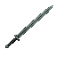 long, thin sword with a pole-like double-length handle and narrow crossguard. worn grip wrap. matte gray/green steel. no black.