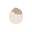 a small white egg, completely hollowed out with a large hole or missing top. fragile and lifeless in appearance.