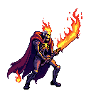  dark fantasy flaming skeleton warrior.