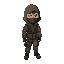 young soldier, with hoodie and mask on the face