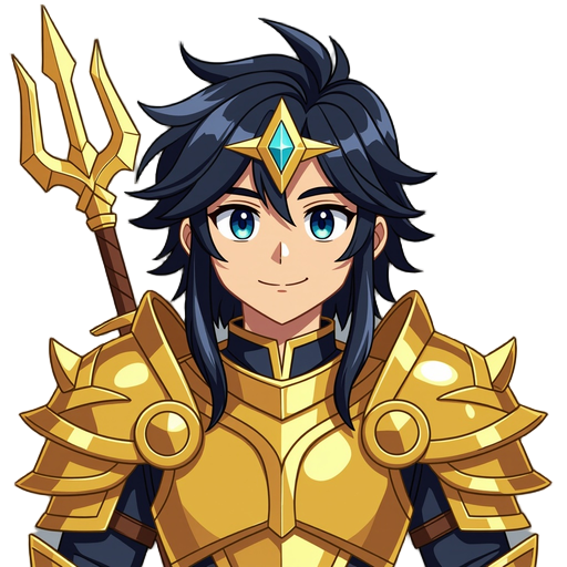 kris deltarune with golden armor and asgore trident
