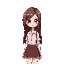slim brown long hair girl, with skirt and white shirt