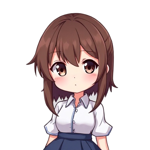 brown hair anime girl with skirt and white shirt