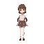 brown hair girl, with skirt and white shirt