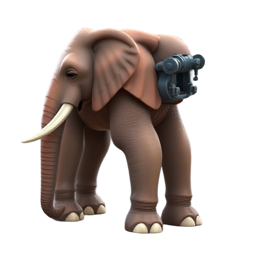 "create a detailed 2d model of an elephant leg designed as a hydraulic press. the leg should be anatomically accurate, showcasing thick skin texture, sturdy bones, and large toenails. the model must have mechanical elements integrated subtly to function a