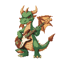 a dragon p[laying guitar