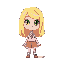 girl, blonded hair, green eyes, minimalis, action platform game. name is isis. colorful. sweet
