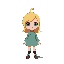 girl, blonded hair, green eyes, minimalis, action platform game. name is isis. colorful. sweet. like celeste