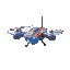  a futuristic personal hovering fighting drone, in colors orange red and blue, with antenna