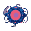 a technical communication device with lots of wires and leds that can creat connections between different dimensions with a pulsating dimension hole, cyberpunk style, colors in blue purple orange