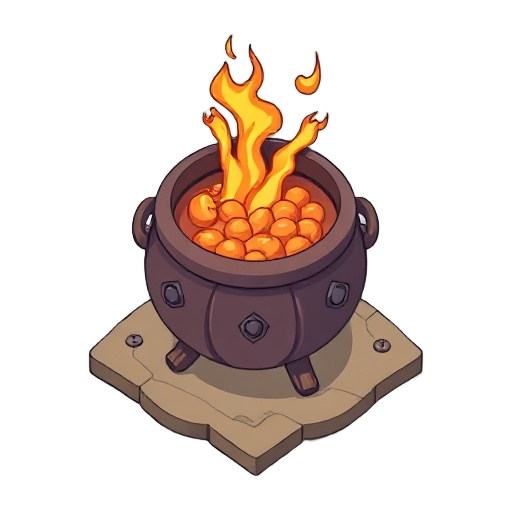 cauldron, flat colors, lineart
