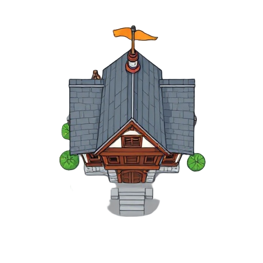medieval house, flat colors, lineart