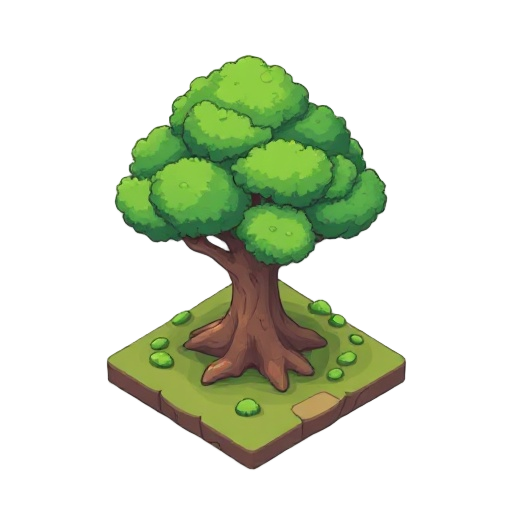 tree, flat colors, lineart