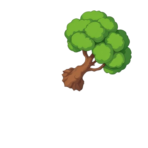 tree, flat colors, lineart