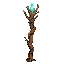 oak staff, twisted wood with glowing crystal top, arcane runes along shaft, natural magic energy