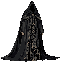 occultist cloak, dark flowing robes with arcane embroidery, shadowy aura, made for powerful mages