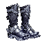 leather boots with silver trims, enchanted sole glow, built for speed and agility, dark fantasy gear