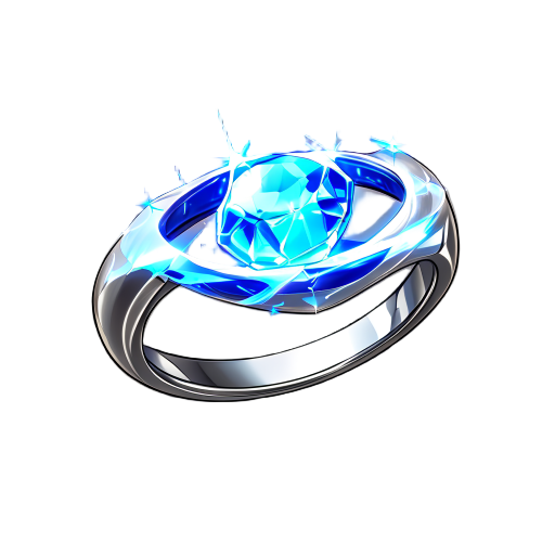 silver ring with glowing blue gem, pulsing faintly with magical energy.