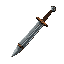 rusted iron sword with leather grip, simple but battle-worn.
