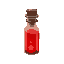 tiny red vial sealed with aged cork, glowing faintly, looks unstable but vital.