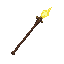crooked staff with glowing tip, etched with crude magical runes.