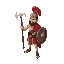 a roman gladiator holding an axe
