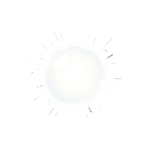  a defensive energy orb weapon. a glowing, unstable sphere of white data that orbits the player. it has a glitching digital aura and leaves a faint light trail. 2d, minimalist, on a dark background.