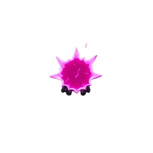 a corrupted enemy bullet. a jagged, unstable energy sphere of pulsing magenta light. has a distorted, glitchy trail. 2d, minimalist.