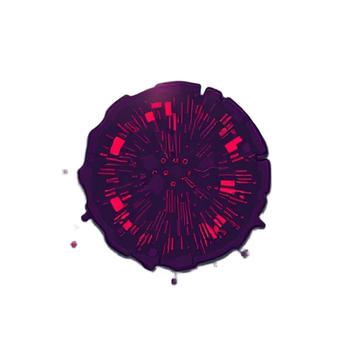 a corruption puddle hazard zone. it's a circular area on the floor where the ground looks like a glitching, melting circuit board. it has a dark purple and red color scheme and emits a toxic-looking digital haze. the edges should be sharp and well-defined