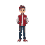 side scrolling character in varsity jacket and jeans 