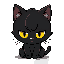 a pixel female blackcat with yellow eyes, cute, chubby, only the head, she is bored
