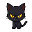 a pixel female blackcat with yellow eyes, cute, chubby, only the head, she is angry