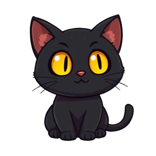 a pixel blackcat with yellow eyes, cute, chubby 