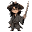  weathered ronin with messy long black hair, wearing a tattered gray kimono, straw hat on back, serious and wise expression ,holding his katana on right hand , japanese edo era style
