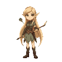 a female elf, blonde, long hair, arrow