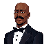 a bald black character with a big mustache, hes a boxe figther wearing formal clothes, he is around 40 years old