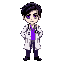 male, adult, black hair, purple eyes, handson, doctor