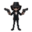 generate a stealthy spy character, who wields two glock style pistols with silencers, the character should be wearing a tuxedo
