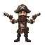 generate a pirate character who is wielding two pistols, and has a beard