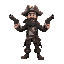 generate a pirate character who is wielding two pistols, and has a beard