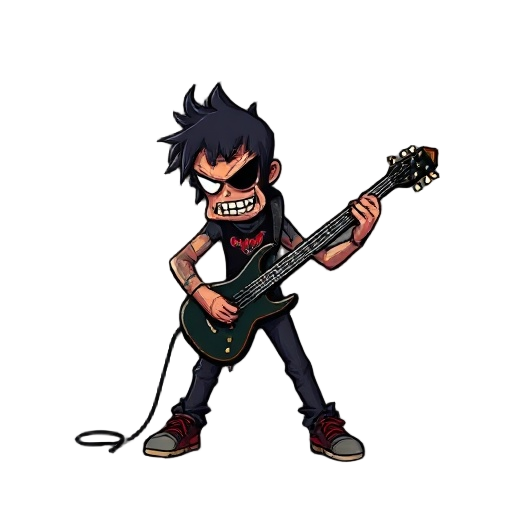 o guitarrista mendigo da banda de grindcore, "rot" em versão pixel