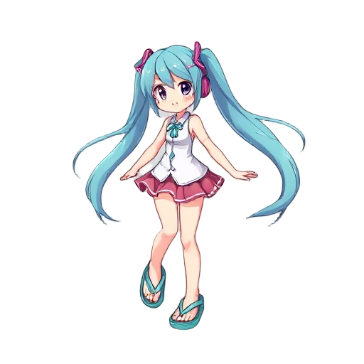 hatsune miku in flip-flops