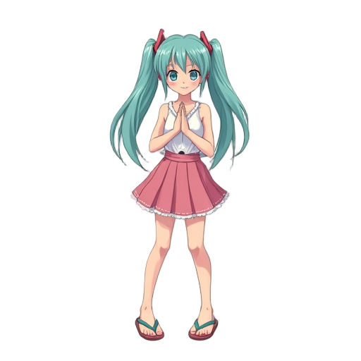 16-bit hatsune miku in flip-flops