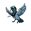  cyberpunk hacker pigeon, mid-flight, wearing green-glowing tech goggles and a small harness with wires and devices