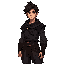 aquí tienes el prompt ajustado incluyendo el tamaño:  a tall young medieval fantasy man for a game, heroic bearing, dark layered clothing and belts, tousled dark brown hair with lighter streaks, light expressive eyes, confident expression, muted tones of 
