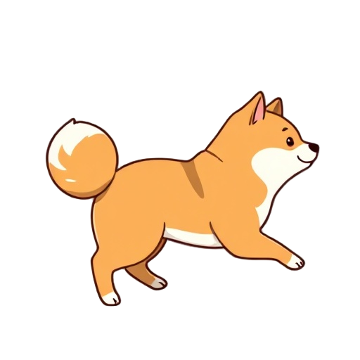 shiba inu walking cycle, side view, cute, chibi, ghibli
