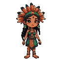 a cartoon-style character, she is a brazilian indigenous person
