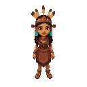 a cartoon-style character, she is a brazilian indigenous person
